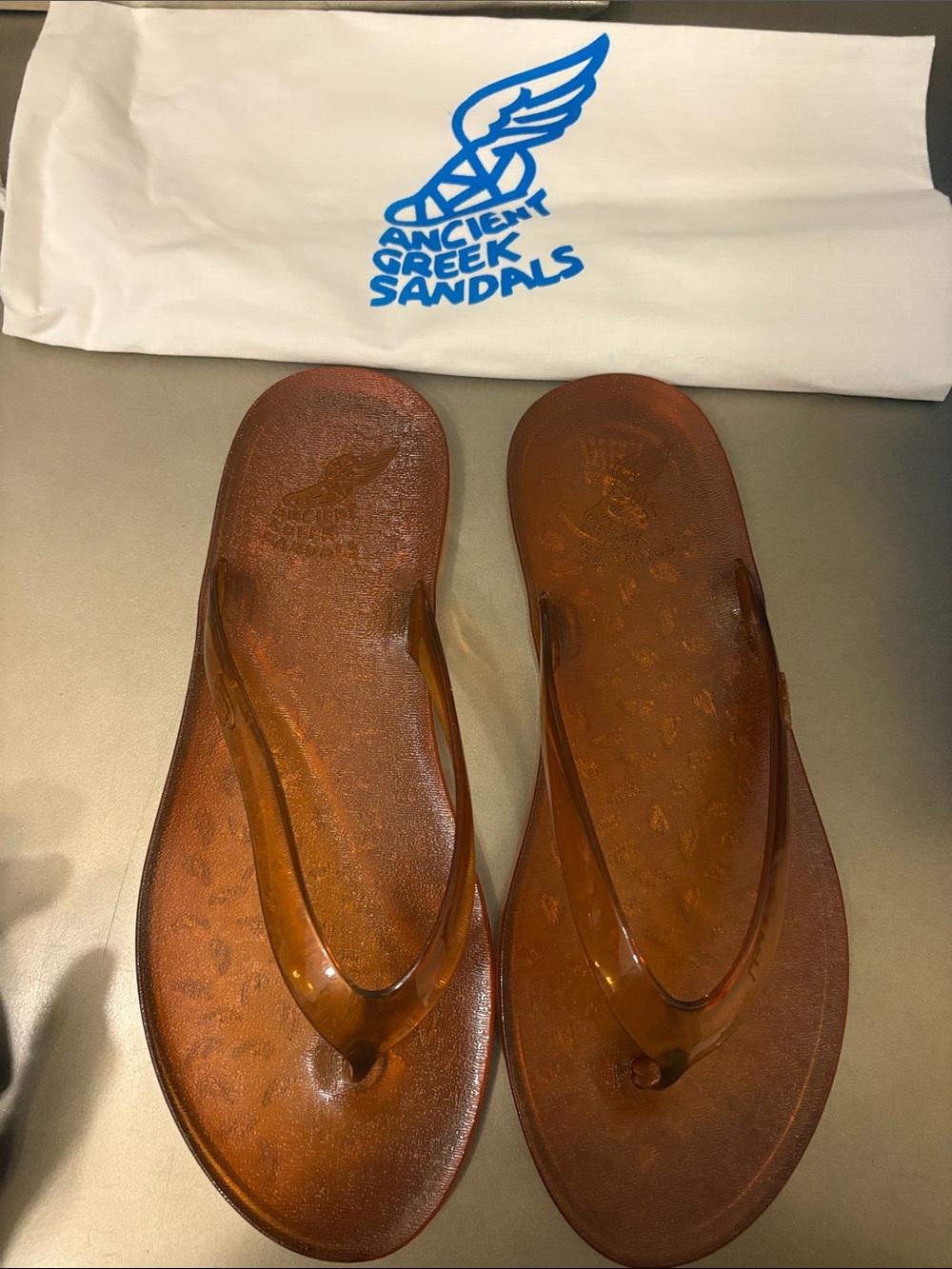 Ancient Greek Sandals Women’s Amber Brown Jelly Thong Sandals